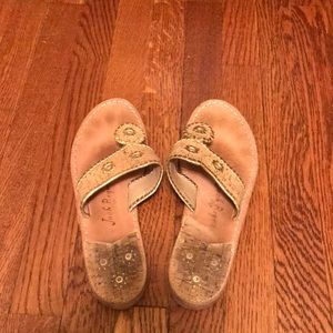 Gold and Corkscrew Jack Rogers Sandals